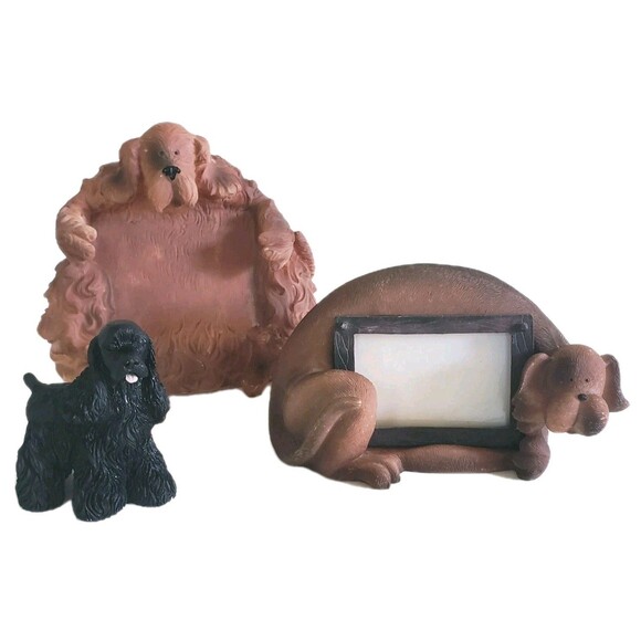 3D Dog Shaped Picture Photo Frame Holders Doggie Resin Figurines Cocker Spaniel - Picture 2 of 15